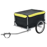 vidaXL Bike Cargo Trailer Black and Yellow 65kg Transport Carrier Tow Cart