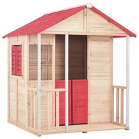 vidaXL Kids Play House Wood Red Backyard Cottage Cedar Play Center Child Gift