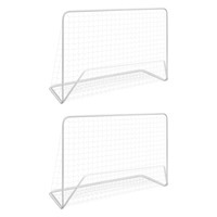 vidaXL 2x Football Goals with Nets 182x122cm Steel White Sport Soccer Target