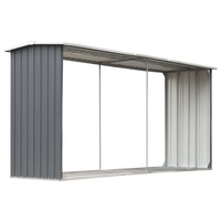 vidaXL Garden Log Storage Shed Galvanised Steel 330x92x153cm Grey Wood Shelter