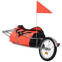 vidaXL Bike Luggage Trailer with Bag Travel Cargo Carrier Orange and Black