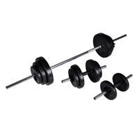 vidaXL Dumbbell Barbell Weight Set 3 pcs 30.5kg Adjustable Home Gym Exercise