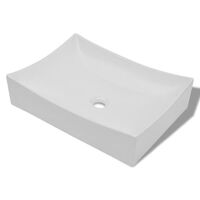 vidaXL Ceramic Sink Porcelain White High Gloss Bathroom Fixture Art Basin Bowl