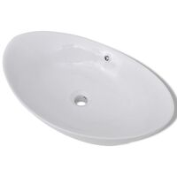 vidaXL Ceramic Basin Oval White with Overflow 59x38.5cm Bathroom Fixture Sink