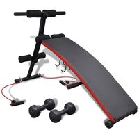 vidaXL Adjustable Sit Up Bench Abdominal Gym Fitness Exercise Dumbbell Rope