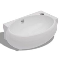 vidaXL Ceramic Sink with Faucet Overflow Hole White Bathroom Toilet Basin