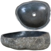 vidaXL Basin River Natural Stone Oval Sink Washing Bowl Home Toilet Bathroom