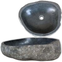vidaXL Basin River Natural Stone Oval 30-37cm Sink Washing Bowl Home Bathroom