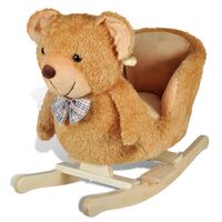 vidaXL Rocking Animal Teddybear Kids/Toddler Ride On Toy Plush/Wood Rocker Chair