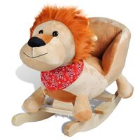 vidaXL Rocking Animal Lion Kids/Toddler Ride On Toy Plush/Wood Rocker Chair