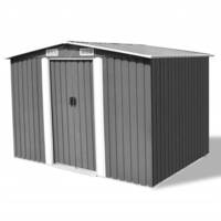 vidaXL Garden Storage Shed Grey Metal with 4 Vents Outdoor Organiser Cabin