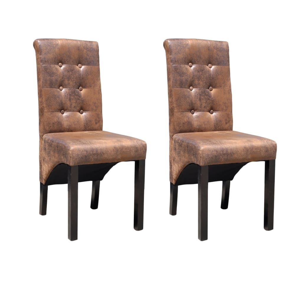 2x Dining Chairs High Back Faux Leather Upholstered Dining Room Restaurant Chair