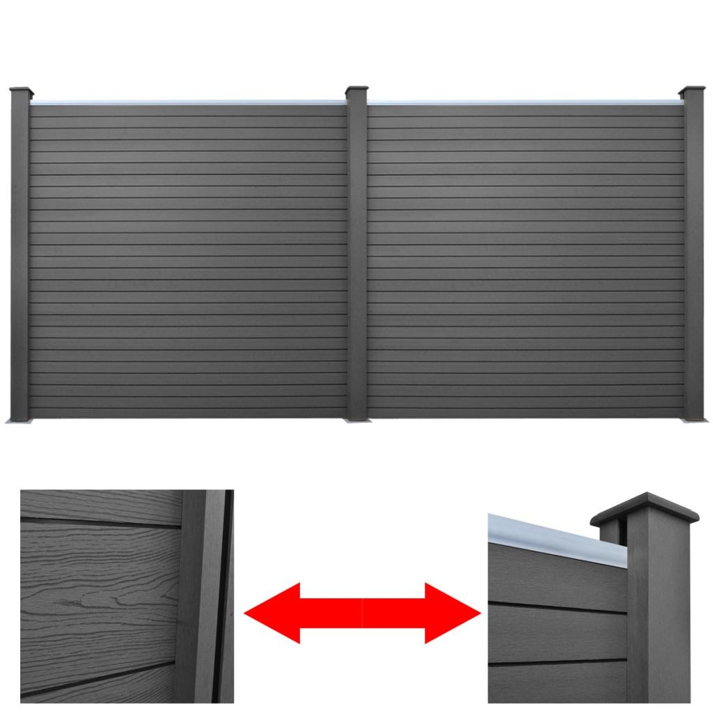 Vidaxl 2x Fence Panel Wpc Grey 392cm Garden Wall Screen Windbreak