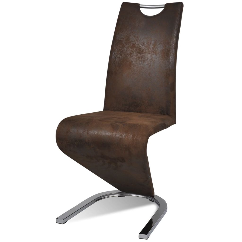 vidaXL 2x Dining Chair Artificial Leather Brown Ushape Foot Room Seat