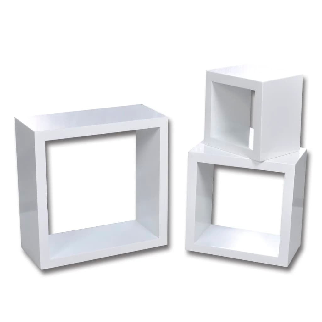 Vidaxl Cube Shelf Set Of 3 White Floating Cube Shelf Set Shop