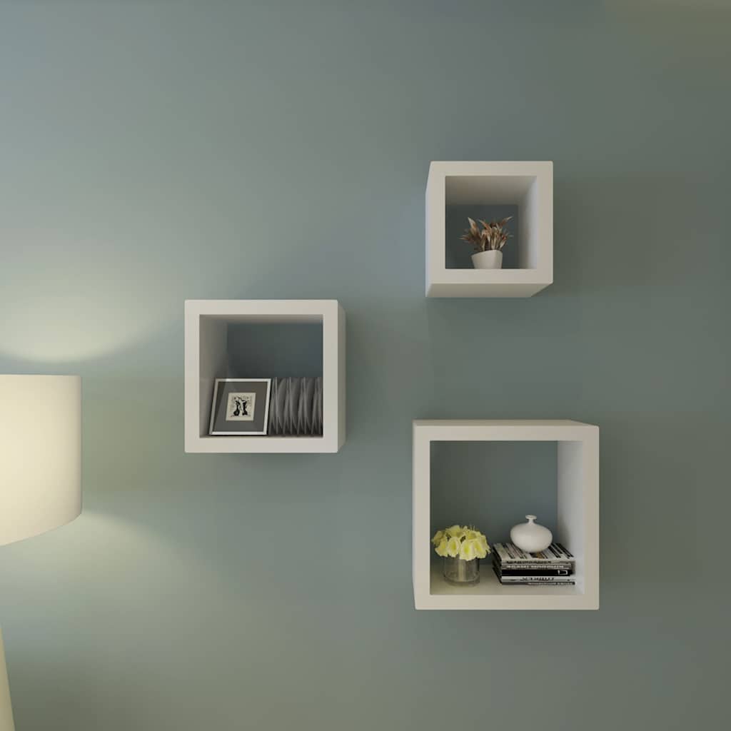 Vidaxl Cube Shelf Set Of 3 White Floating Cube Shelf Set Shop