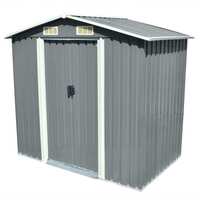 vidaXL Garden Storage Shed Grey Metal Outdoor Tool Cabin Garage Building