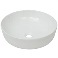 vidaXL Basin Round Ceramic White 41.5x13.5cm Bathroom Above Counter Sink Bowl