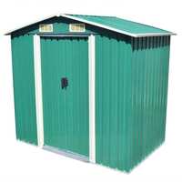 vidaXL Garden Storage Shed Green Metal 204x132x186cm Outdoor Tool Cabin House