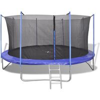 vidaXL 14FT Round Trampoline Safety Net Enclosure Pad Rain Cover Ladder Outdoor