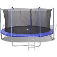 vidaXL 15FT Round Trampoline Safety Net Enclosure Pad Rain Cover Ladder Outdoor