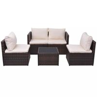 VidaXL Garden Sofa Set 13 Piece Poly Rattan Brown Outdoor With Table ...