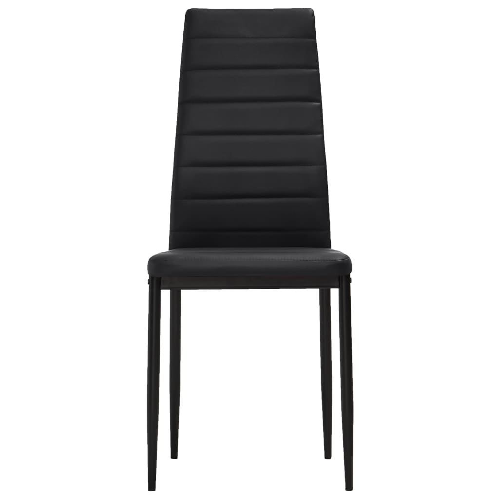 vidaXL 6x Dining Chairs with Slim Line Black Artificial Leather Kitchen ...