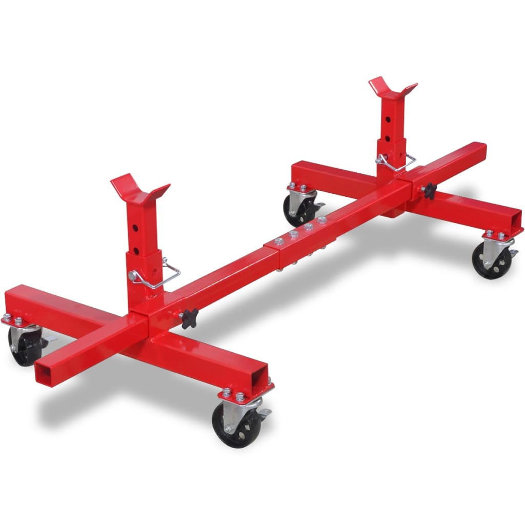 vidaXL Mobile Axle Stand Red Vehicle Car Garage Tool Engine