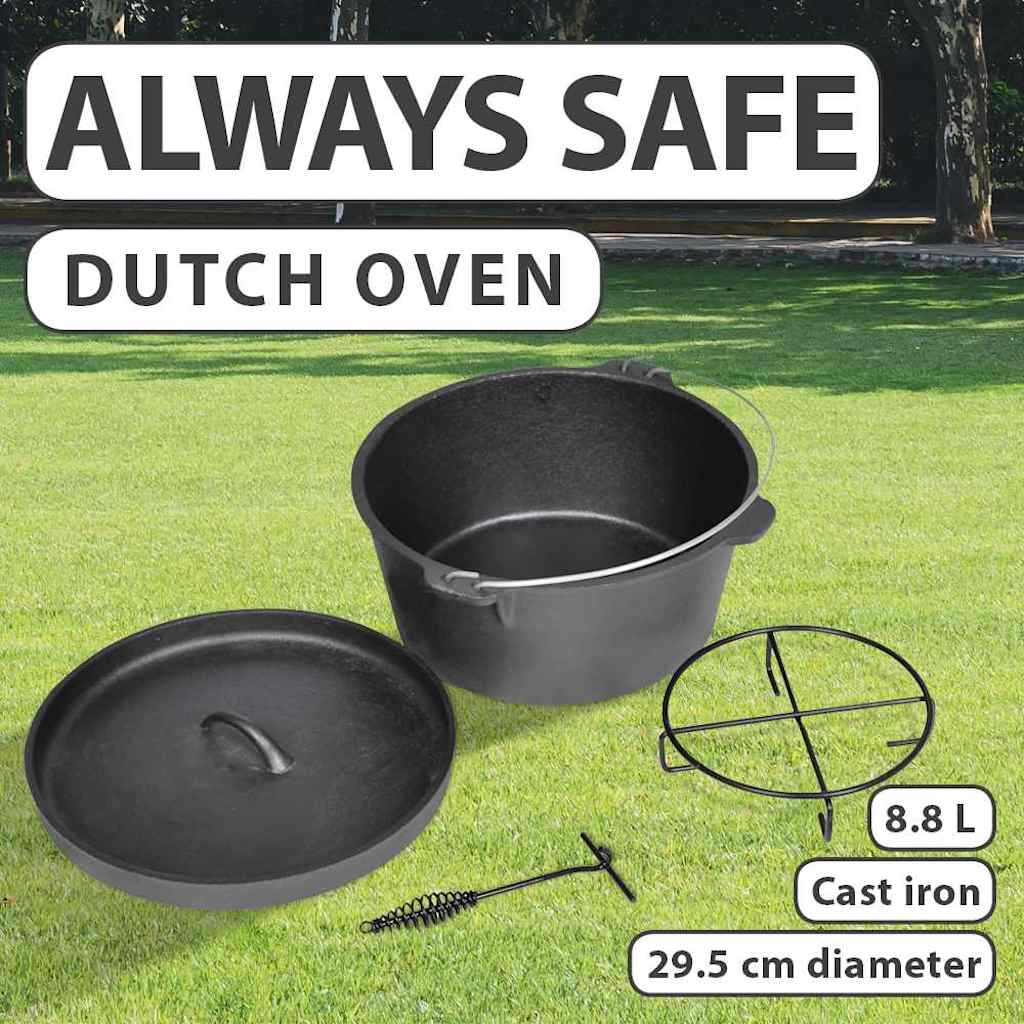 vidaXL Dutch Oven Cooking Pot 9QT Pan Cast Iron with a ...