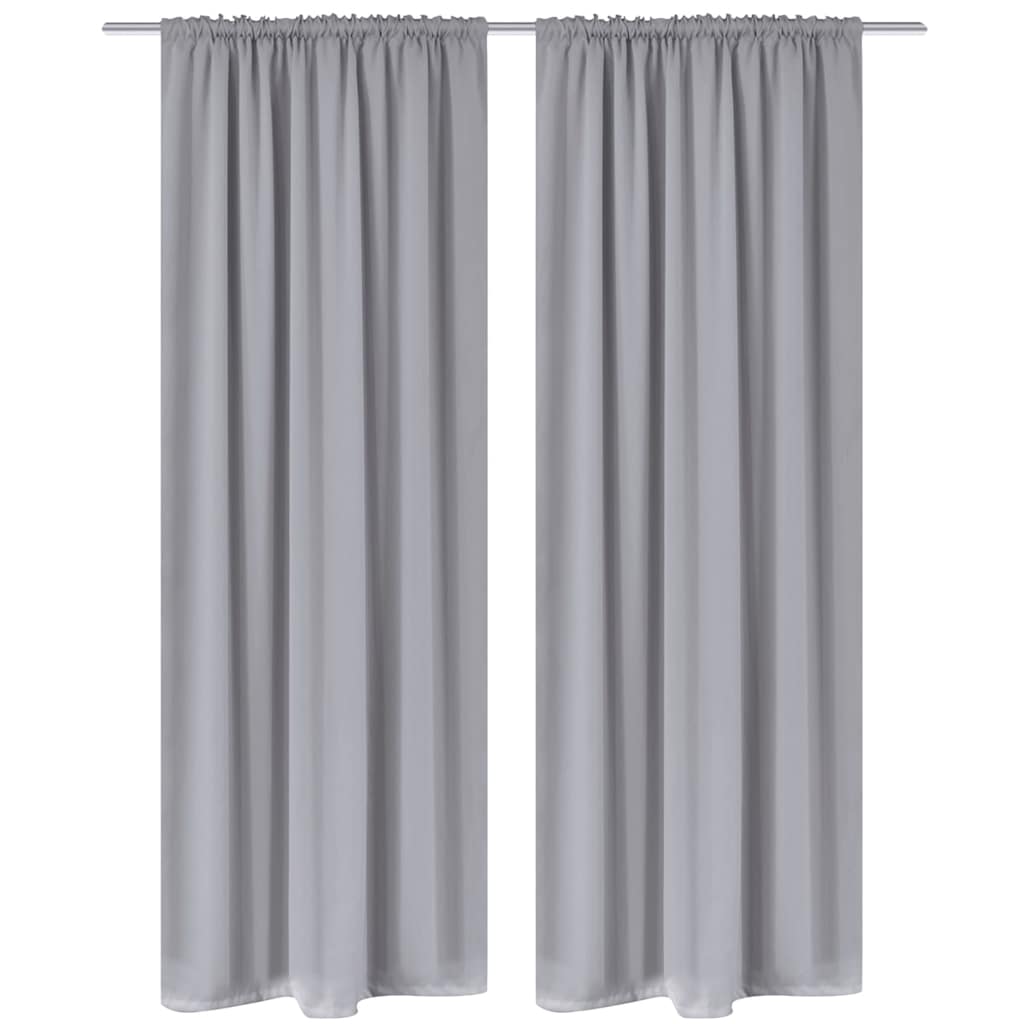 Vidaxl 2x Slot Headed Blackout Curtains 135x245cm Grey