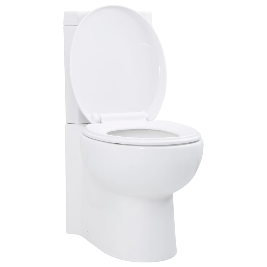 vidaXL WC Ceramic Toilet Bathroom Corner Toilet White Washdown Soft
