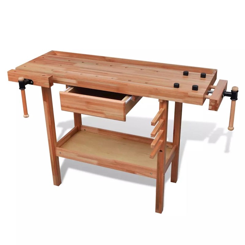 New Hardwood Work Bench Table Shop Organiser Carpentry Garage