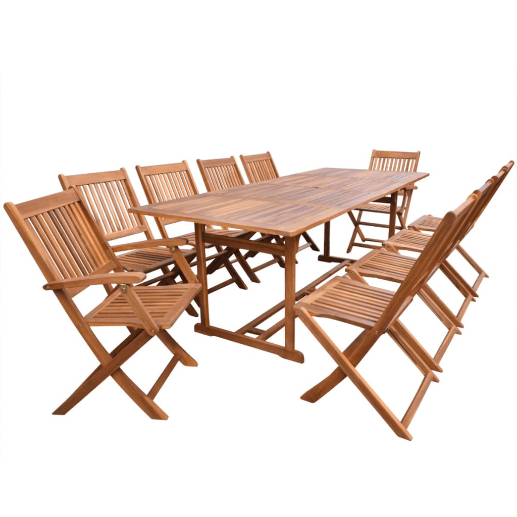 Outdoor 11pcs Dining Table Chair Set Acacia Wood Garden Furniture Patio Seat