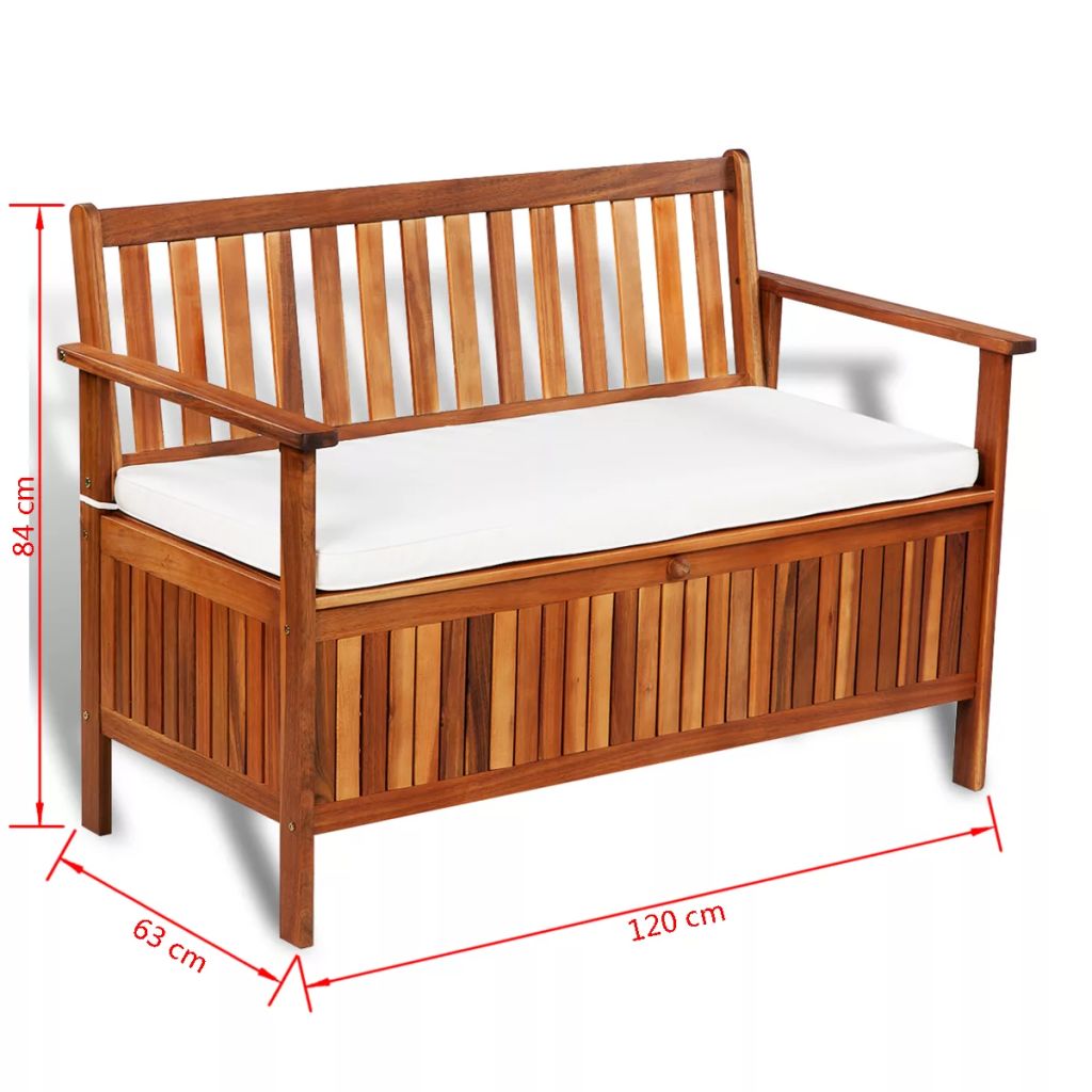 Acacia Wood Garden Storage Box Timber Bench Chair Outdoor