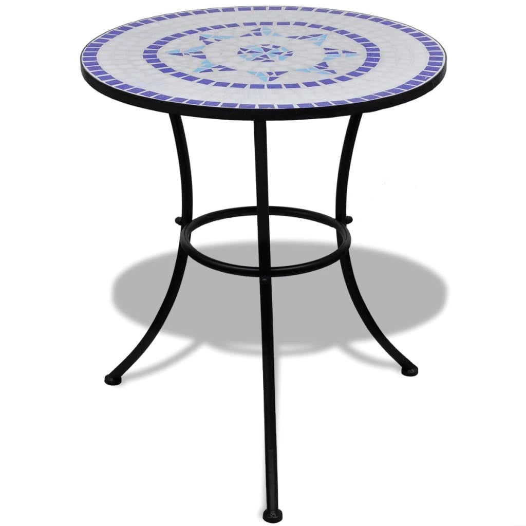 Mosaic Side Table 60 cm Ceramic Blue and White Bistro Bar Garden Porch