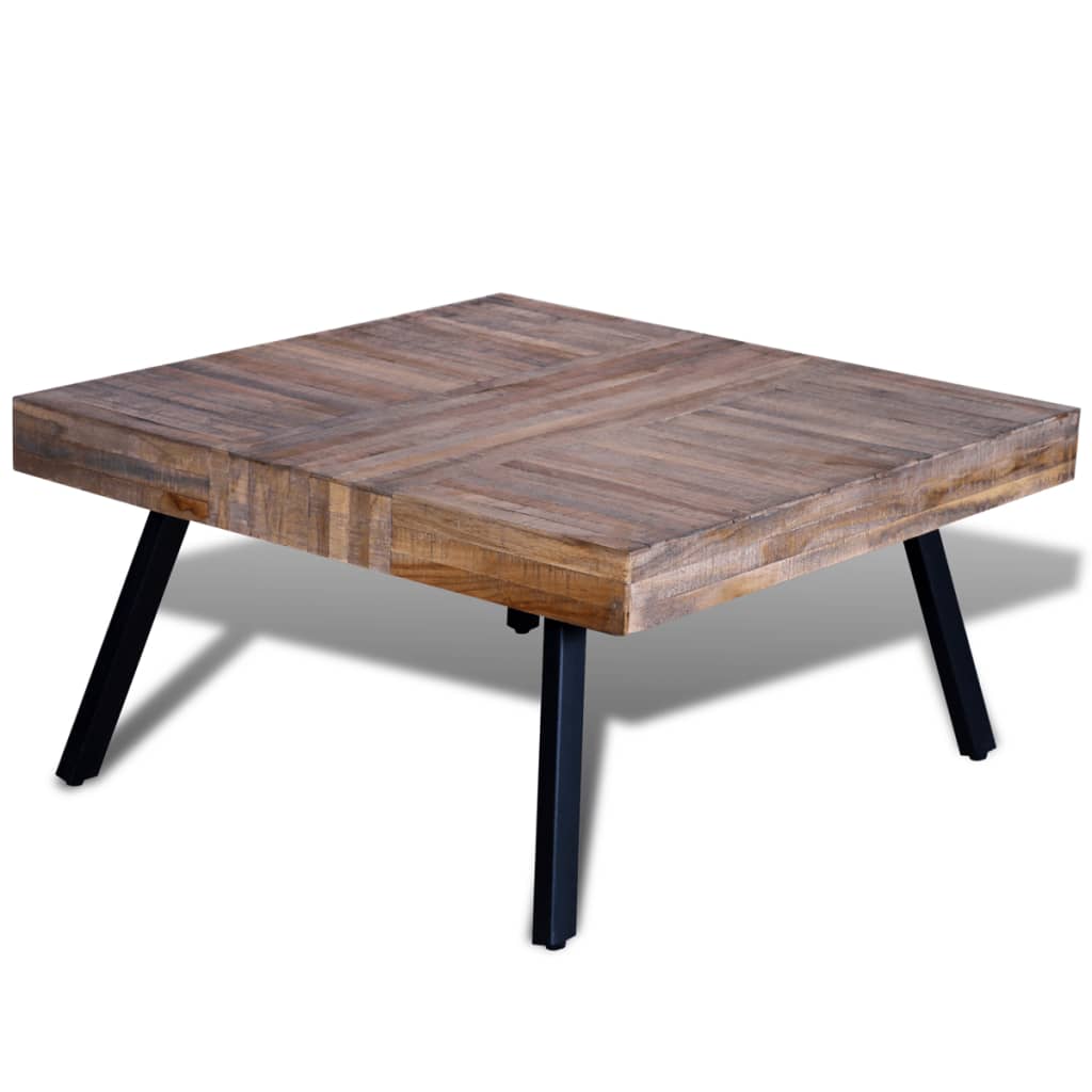 vidaXL Teak Wood Coffee Table Square Reclaimed Side Living ...