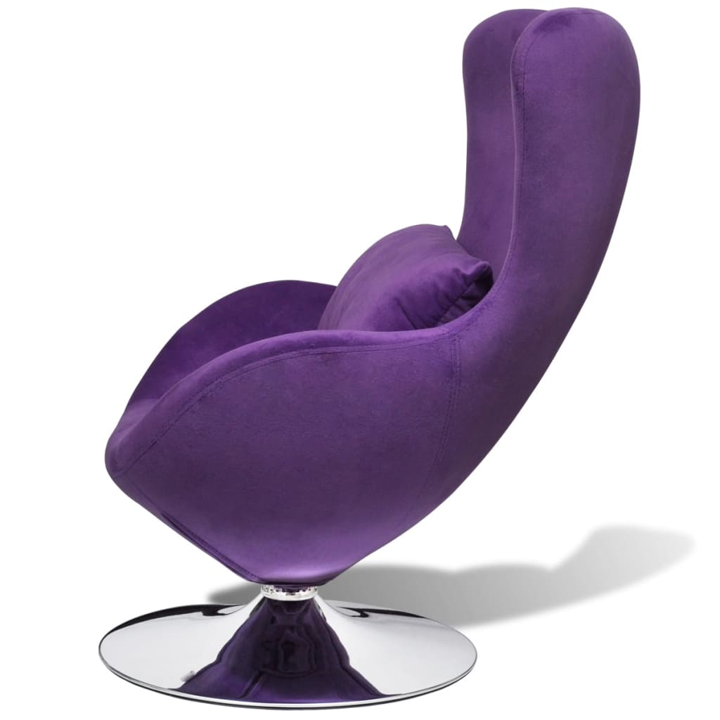 vidaXL Purple Egg Swivel Chair with Cushion Small Luxury Retro Seat
