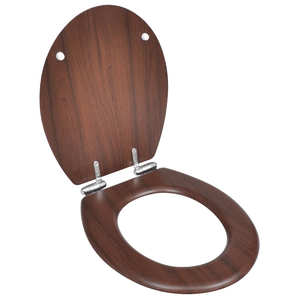 vidaXL Toilet Seats with Soft Close Lids MDF Brown Washroom WC Covers
