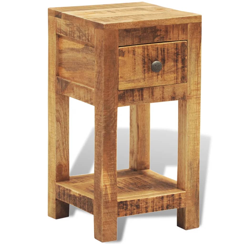 Vidaxl Solid Mango Wood Nightstand With 1 Drawer Bedroom Bedside