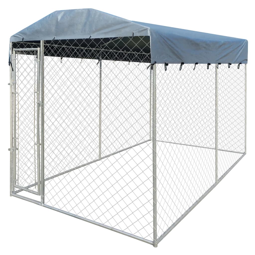 vidaXL Outdoor Dog Kennel with Canopy Top 4x2x2.4m Enclosure Run Cage