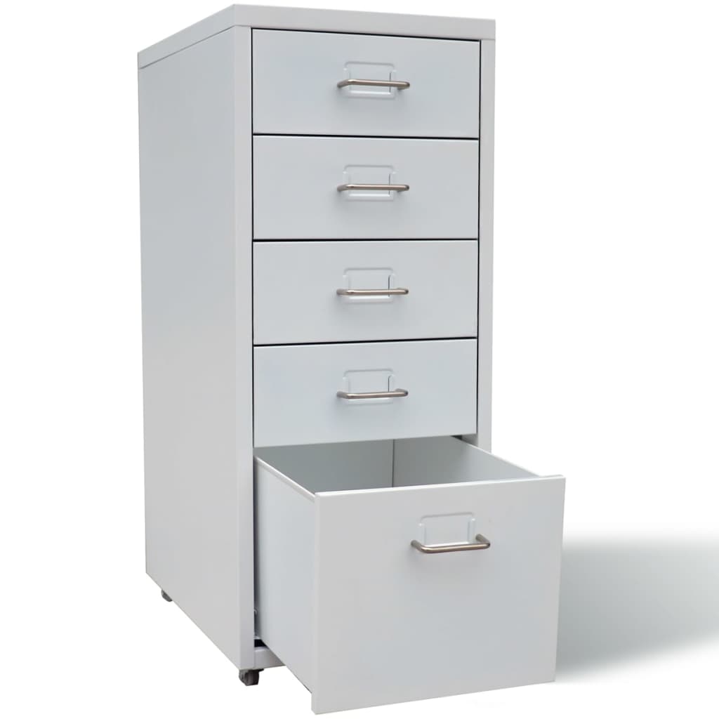 vidaXL File with 5 Drawers Grey 68.5cm Steel Office Storage