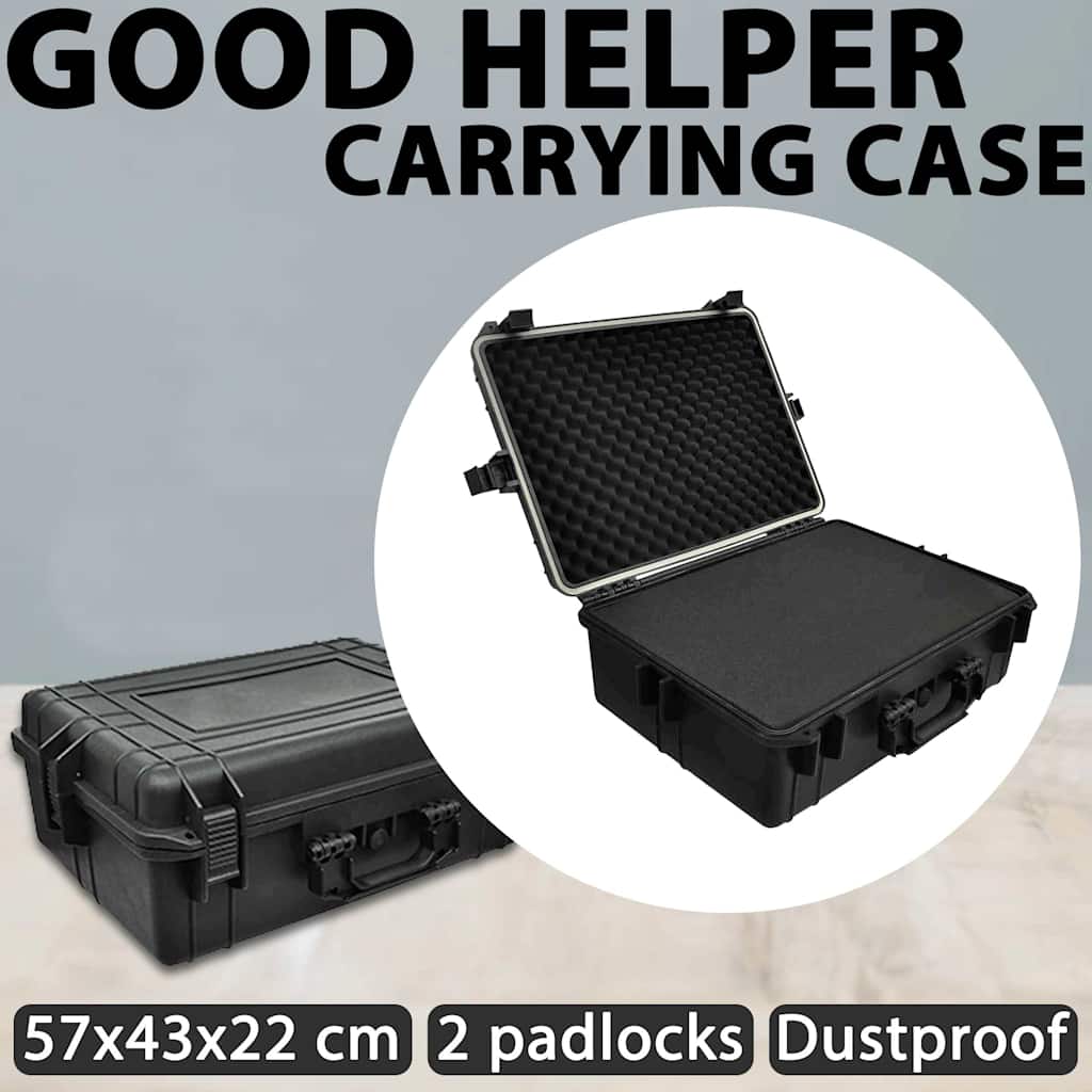 vidaXL Transport HardCase Black with Foam 35L Carrying Case Tool