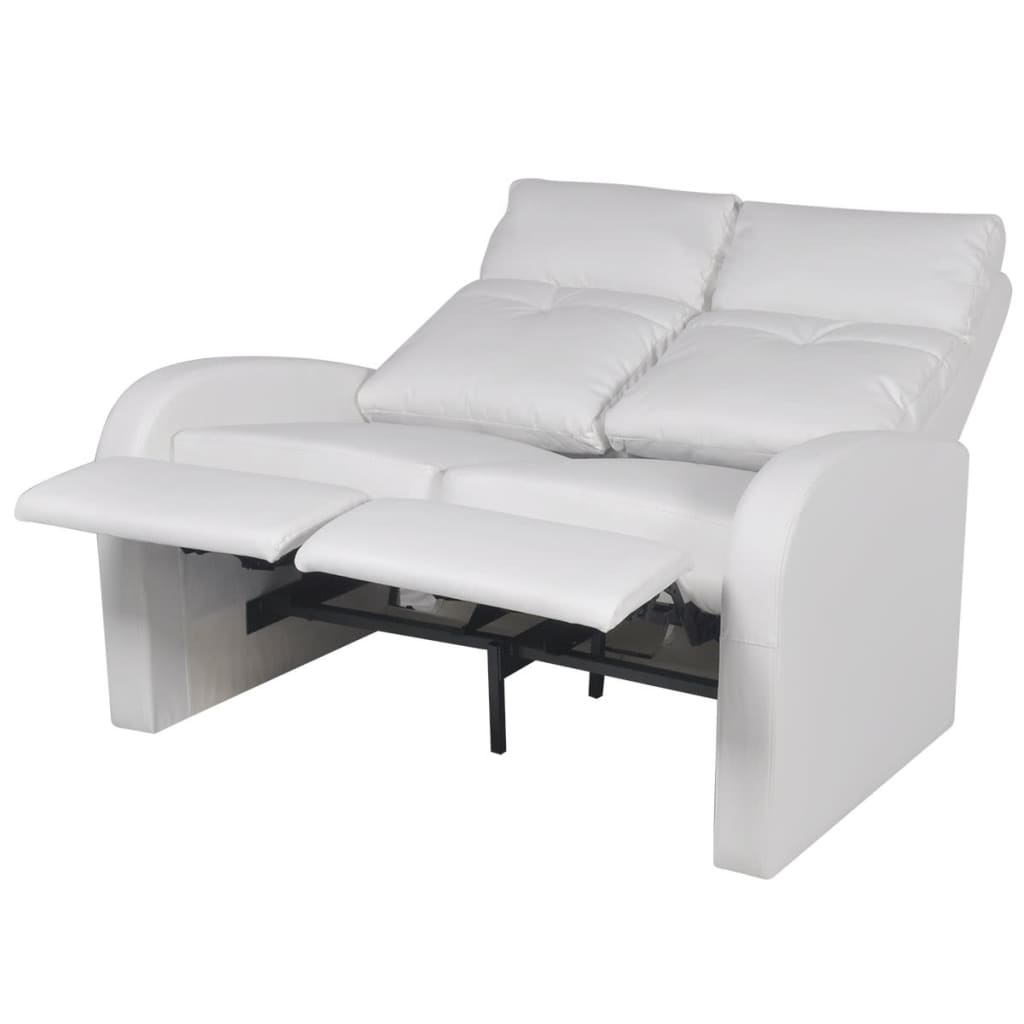 vidaXL 2 Seater White Leather Sofa Home Theatre Seating Couch Lounge