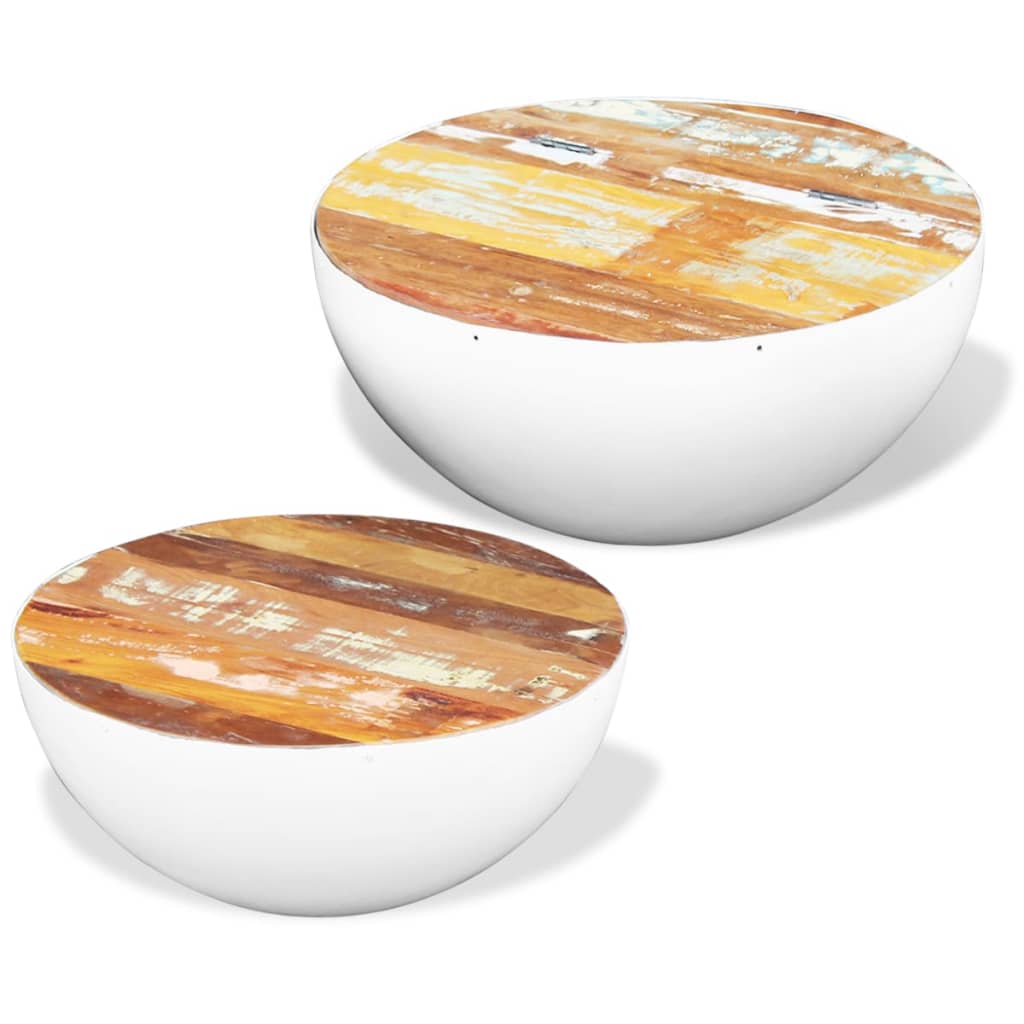 vidaXL Solid Reclaimed Wood Bowl Shaped Coffee Table 2 Pieces Living