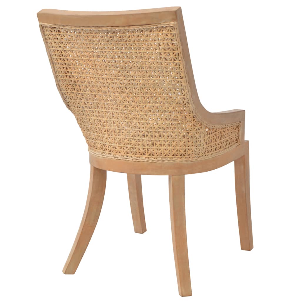 vidaXL 2x Dining Chair Rattan Wicker Mango Wood Brown Kitchen Living Room Side Buy Dining