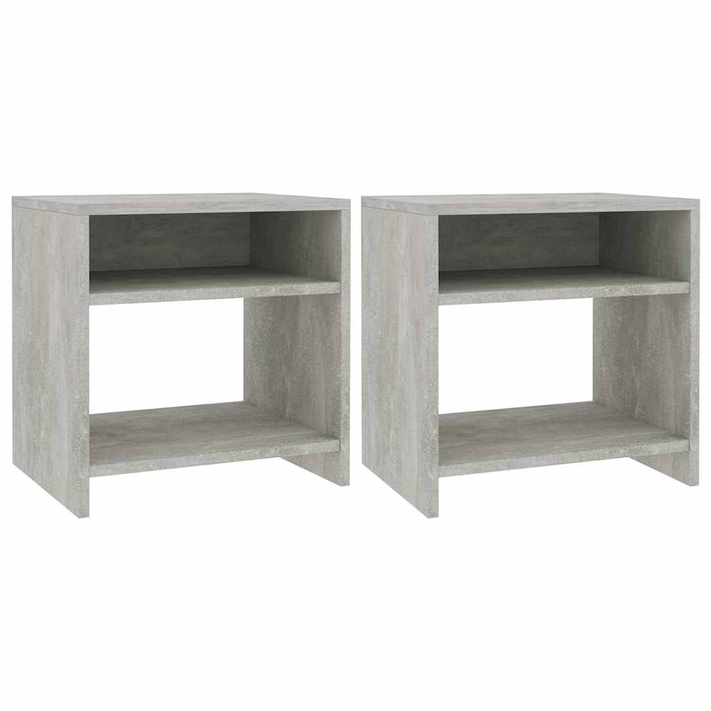 vidaXL 2x Bedside Concrete Grey Chipboard Bedroom Nightstand