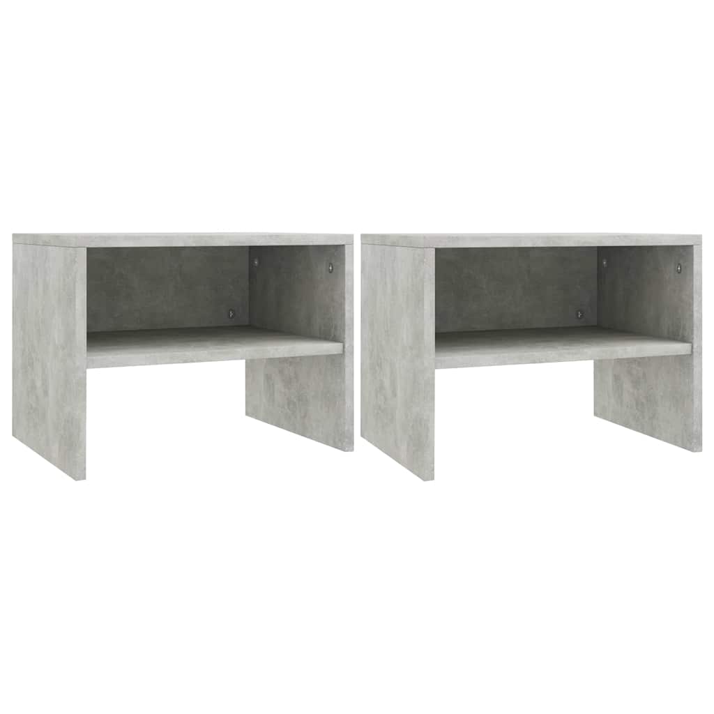 vidaXL 2x Bedside Concrete Grey Chipboard Bedroom Nightstand