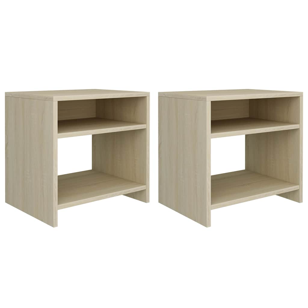 vidaXL 2x Bedside Sonoma Oak Chipboard Bedroom Nightstand End Table Buy Bedside Tables