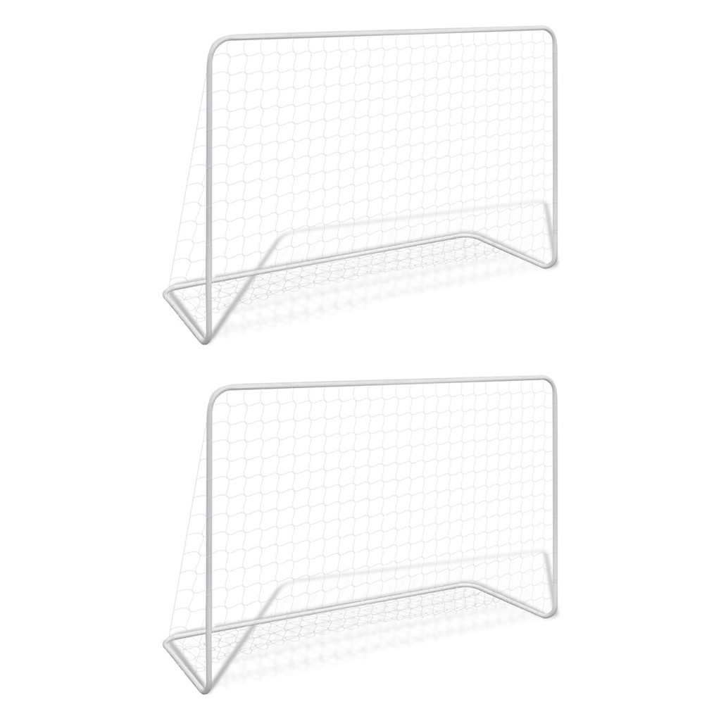 Vidaxl 2x Football Goals With Nets 182x122cm Steel White Sport