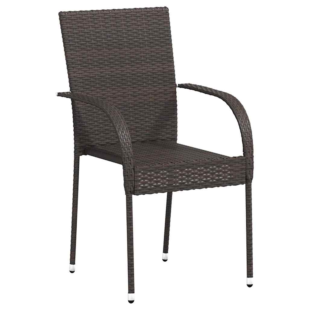 vidaXL 2x Outdoor Stacking Dining Chairs Poly Rattan Brown Garden